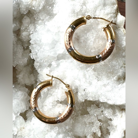 Jared tricolor 14k gold earrings - Picture 2 of 5